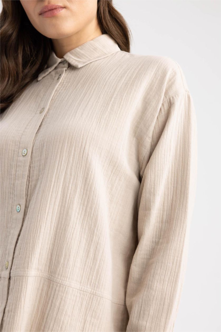 WOMAN Sand Regular Fit Muslin Long Sleeve Tunic