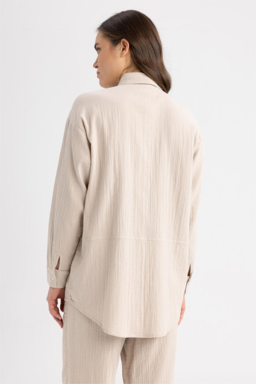 WOMAN Sand Regular Fit Muslin Long Sleeve Tunic