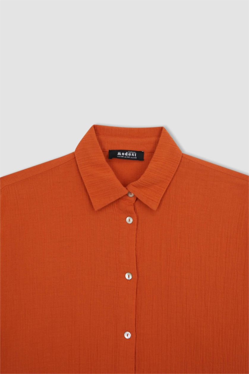 WOMAN Orange Regular Fit Muslin Long Sleeve Tunic