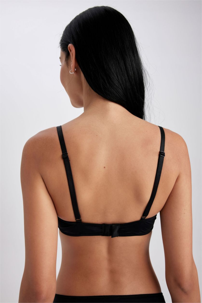 WOMAN Black Fall in Love Half Pushup Padded Basic T-Shirt Bra