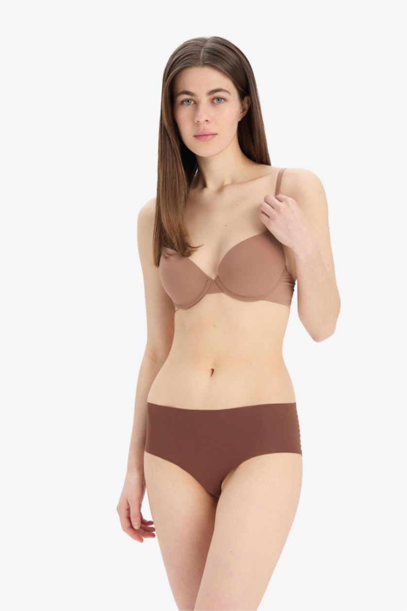 Kadın Açık Kahve Push Up Micro Yarım Dolgulu Tişört Bra