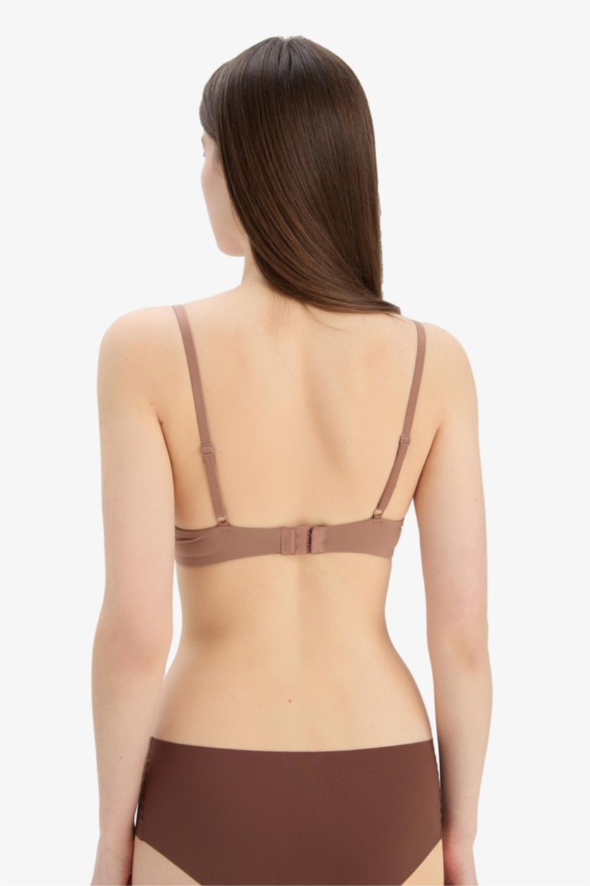 Kadın Açık Kahve Push Up Micro Yarım Dolgulu Tişört Bra