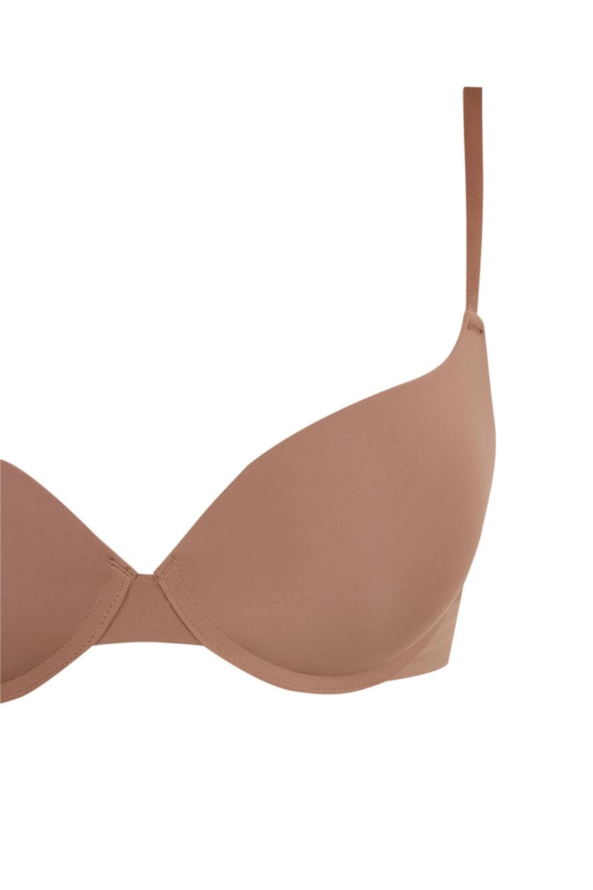 Kadın Açık Kahve Push Up Micro Yarım Dolgulu Tişört Bra