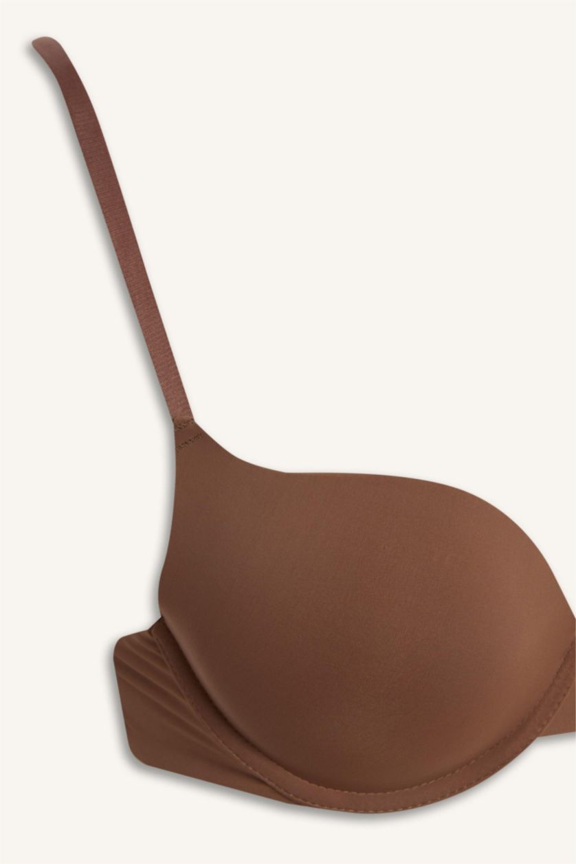 Woman Light Brown Fall in Love Push Up Micro Coated Half Padded T-Shirt Bra