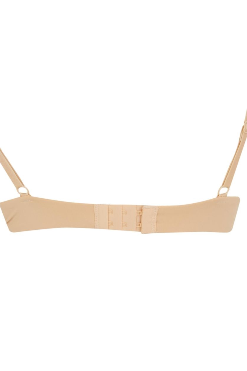 Kadın Bej Push Up Micro Kaplı Yarım Dolgulu Balenli Tişört Bra