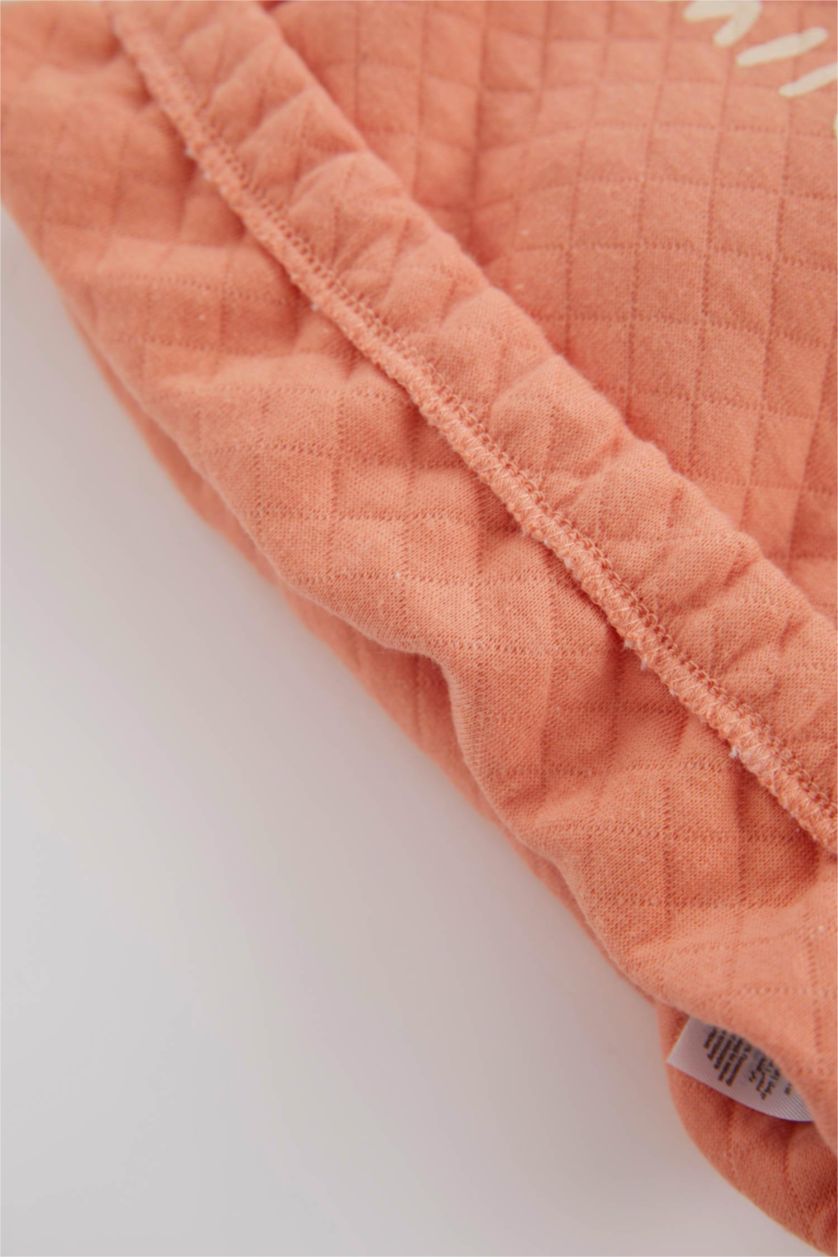 Kız Bebek Somon Kız Bebek Baskılı Bisiklet Yaka Sweatshirt