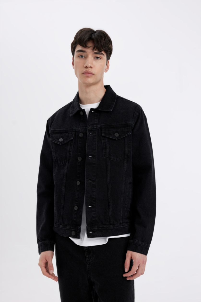 MAN Black Slim Fit Denim Jacket