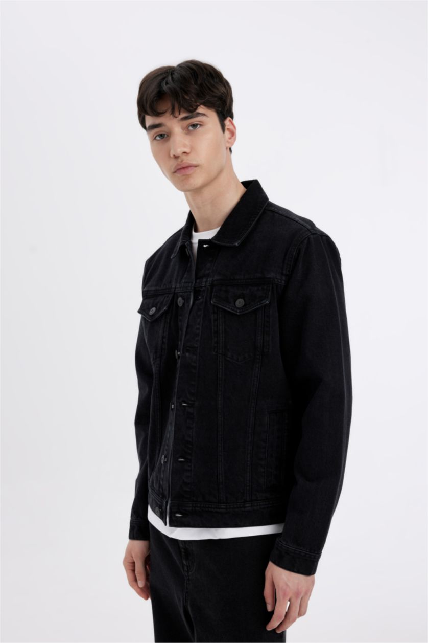MAN Black Slim Fit Denim Jacket