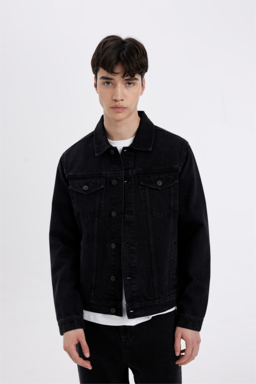 MAN Black Slim Fit Denim Jacket