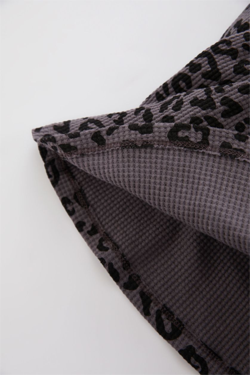 BÉBÉ FILLE Anthracite Robe longue à manches longues à motif Léopard pour bébé fille