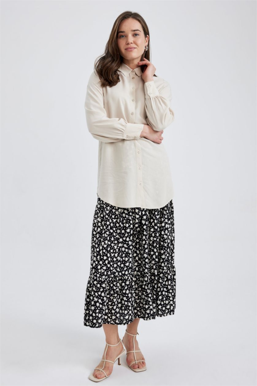 حريمي أسود جيبة ماكسي فلورال فيسكوز