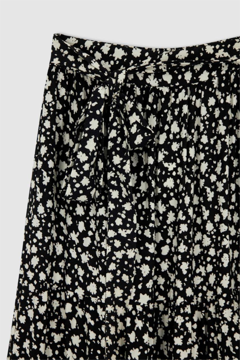 حريمي أسود جيبة ماكسي فلورال فيسكوز