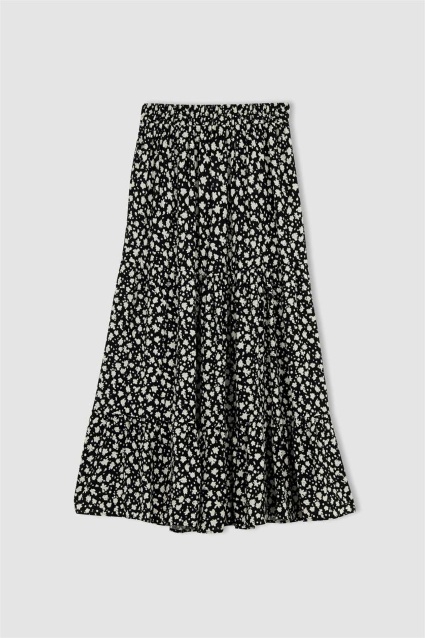 حريمي أسود جيبة ماكسي فلورال فيسكوز