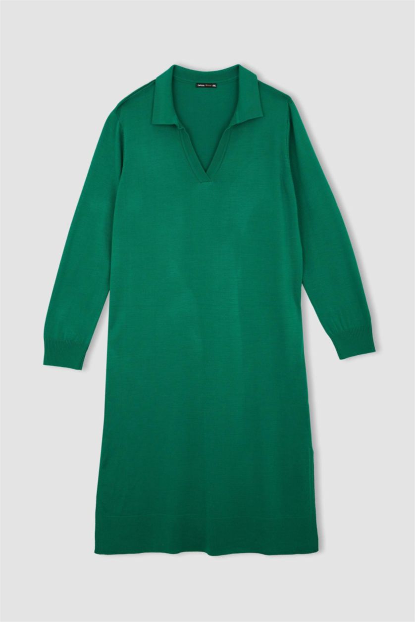 FEMME Vert Robe tricot à col polo de grande taille de DF Plus