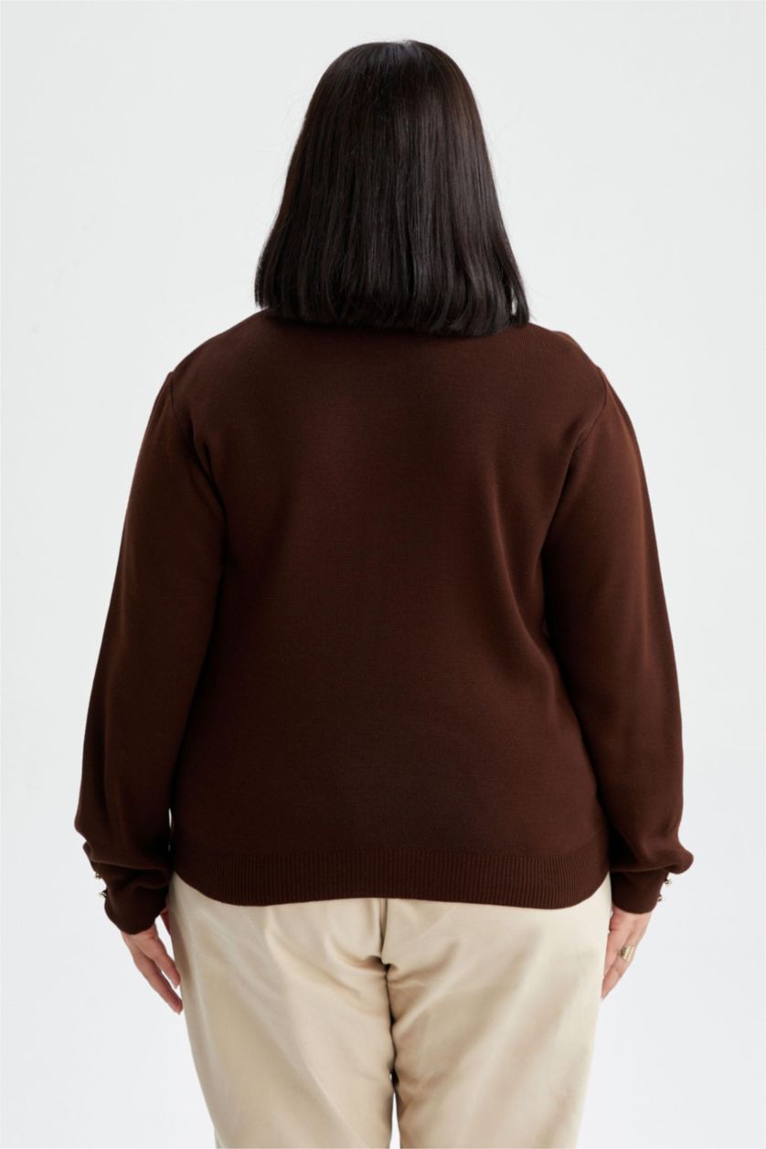 WOMAN Brown Regular Fit Crew Neck Pullover