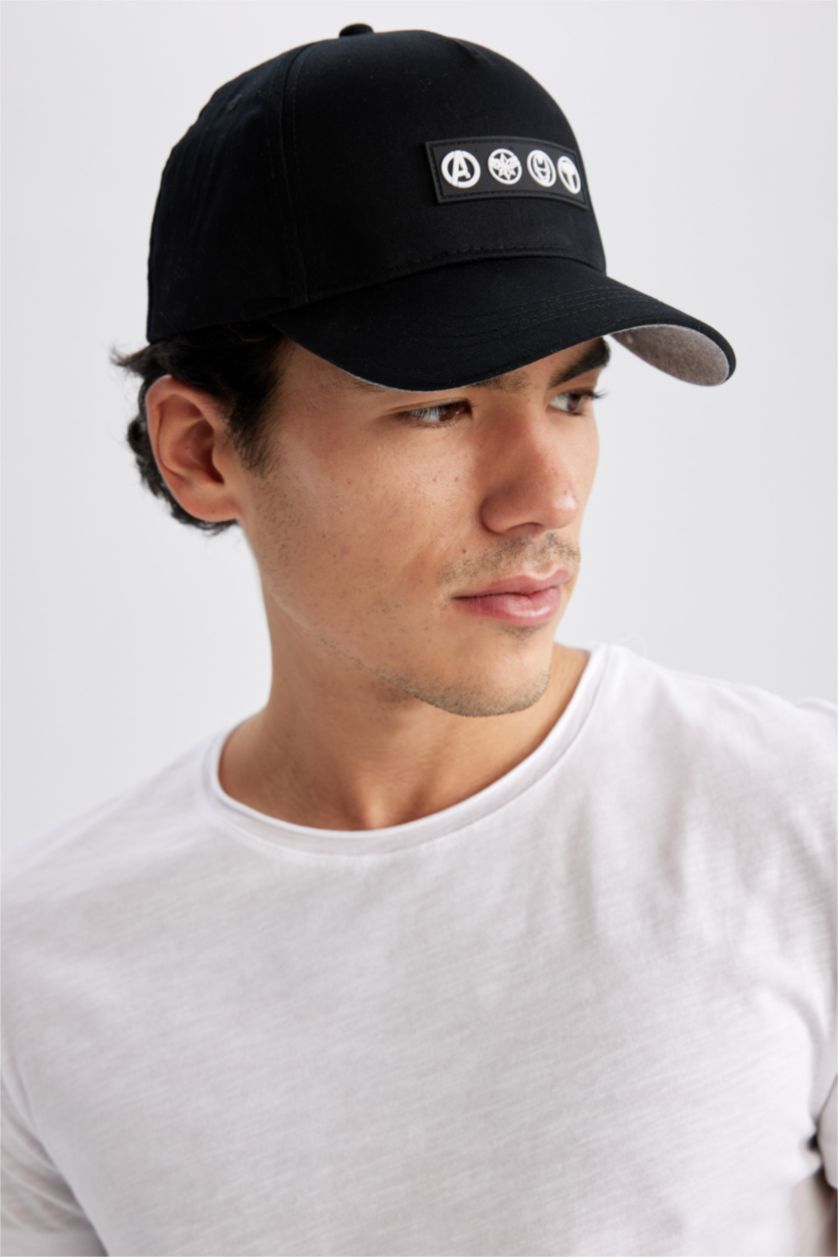 MAN Black Men's Marvel Avengers Embroidery Cotton Cap Hat