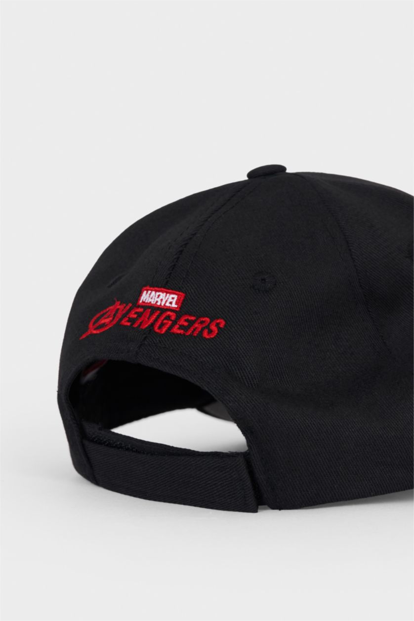 Erkek Siyah Erkek Marvel Avengers Etiket Baskılı Dokuma Beyzbol Basketbol Şapkası
