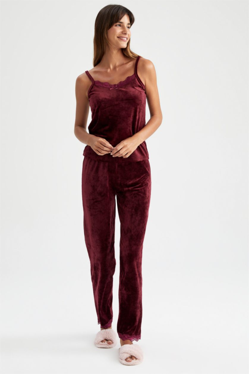 FEMME Violet Ensemble Tissé Velours Côtelé 2