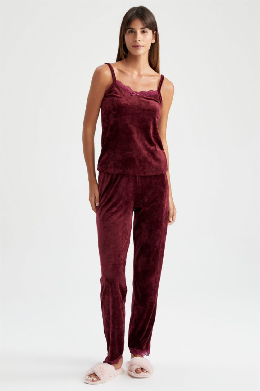 FEMME Violet Ensemble Tissé Velours Côtelé 2