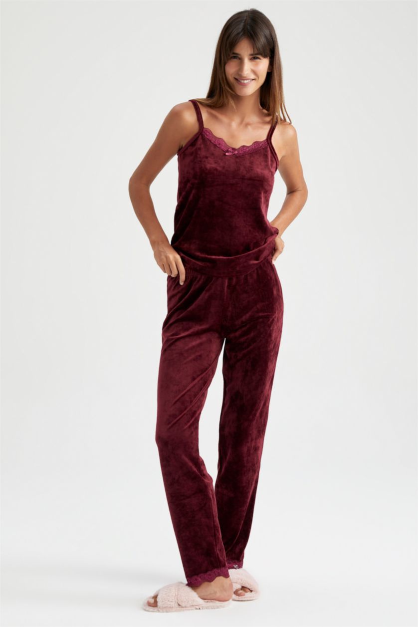 FEMME Violet Ensemble Tissé Velours Côtelé 2