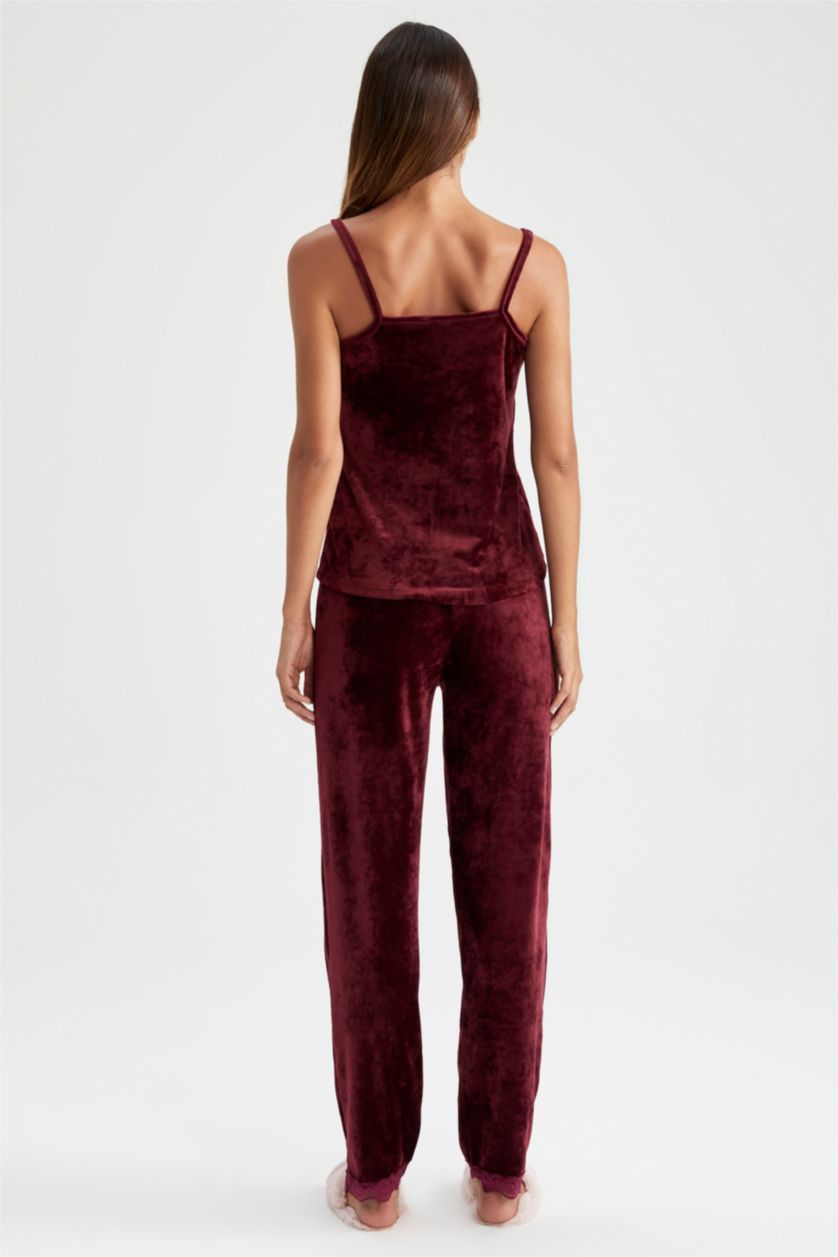 FEMME Violet Ensemble Tissé Velours Côtelé 2