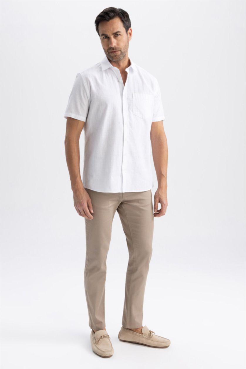 رجال أبيض قميص نص كم قصة عادية