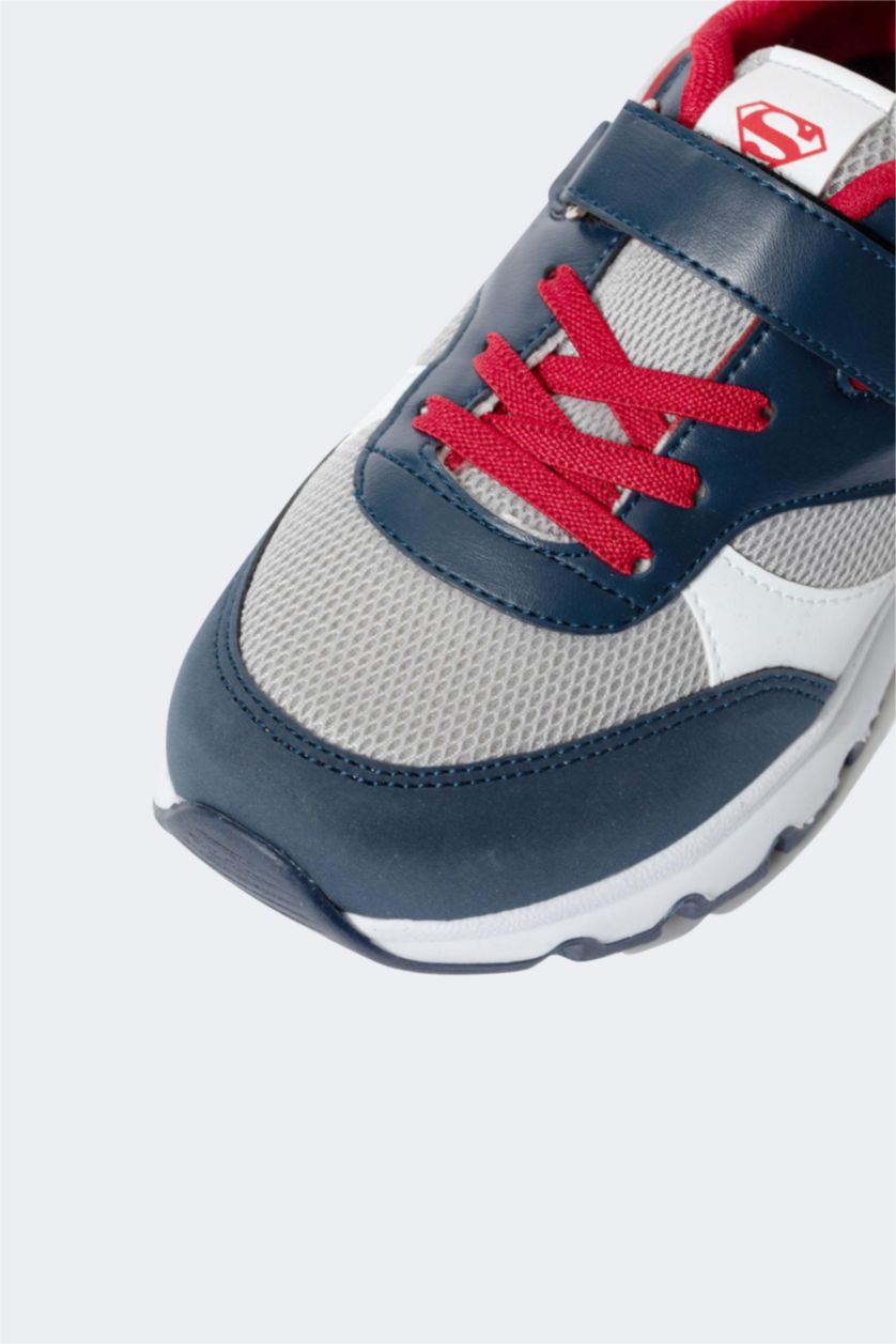 Erkek Çocuk - Genç Erkek Lacivert Erkek Çocuk Superman Kalın Taban Cırt Cırtlı Spor Ayakkabı
