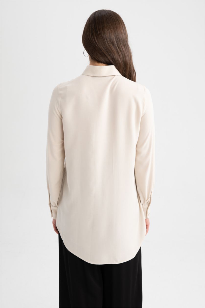 WOMAN Light Beige Regular Fit Long Sleeve Shirt Tunic
