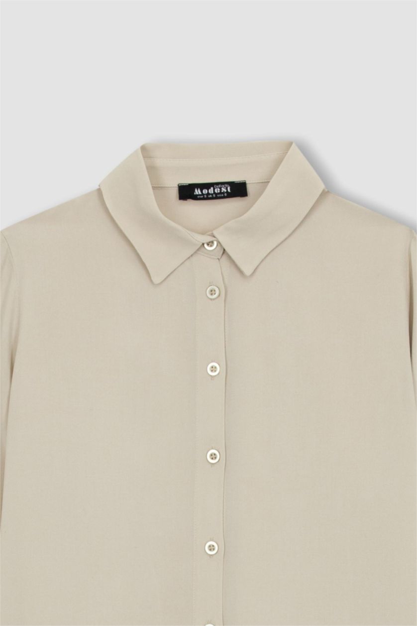 WOMAN Light Beige Regular Fit Long Sleeve Shirt Tunic