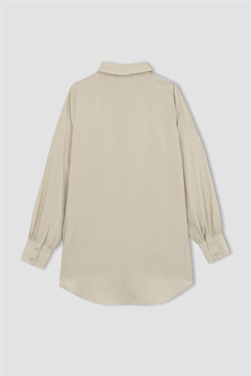 WOMAN Light Beige Regular Fit Long Sleeve Shirt Tunic