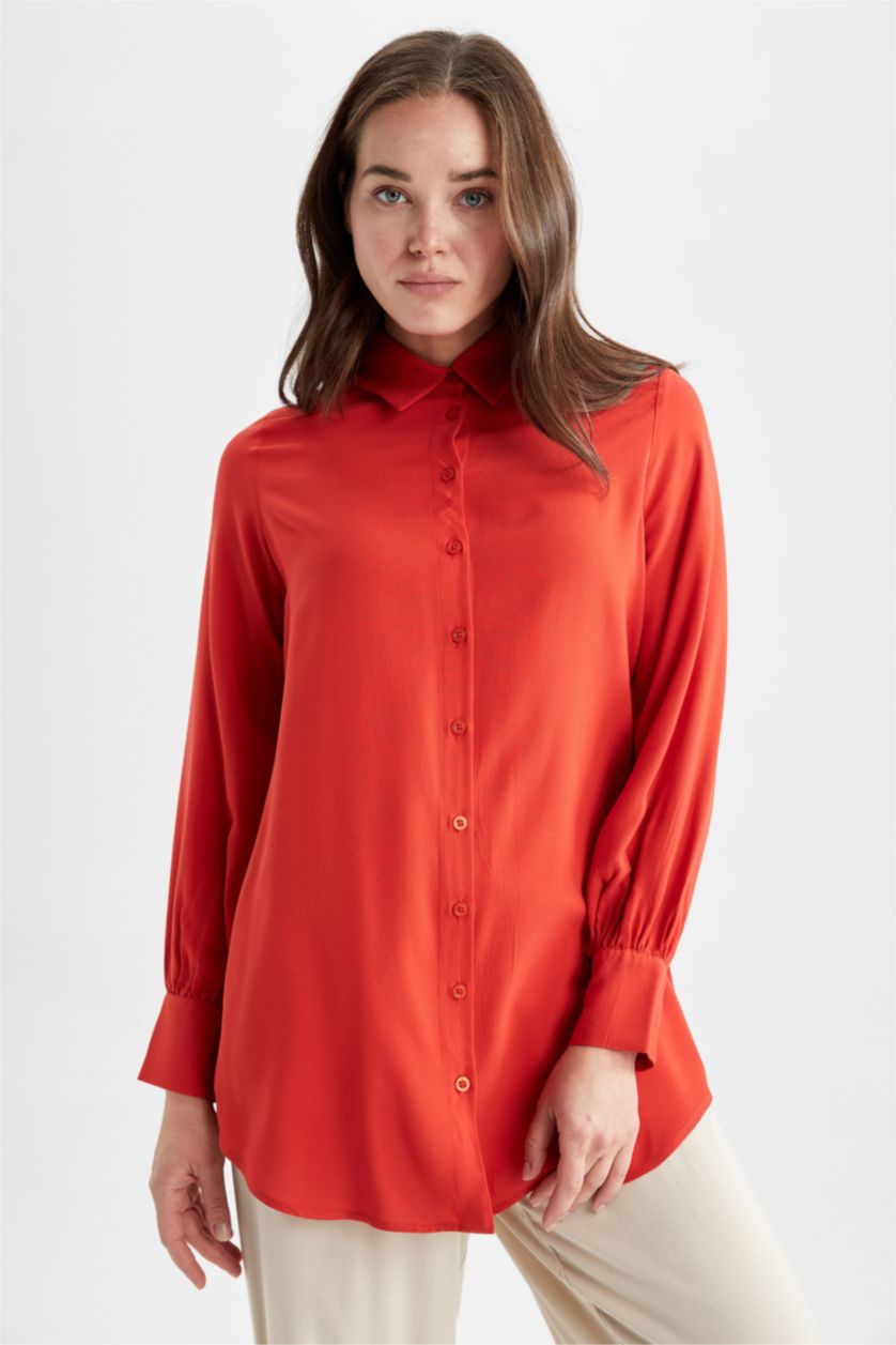 WOMAN Red Regular Fit Long Sleeve Tunic