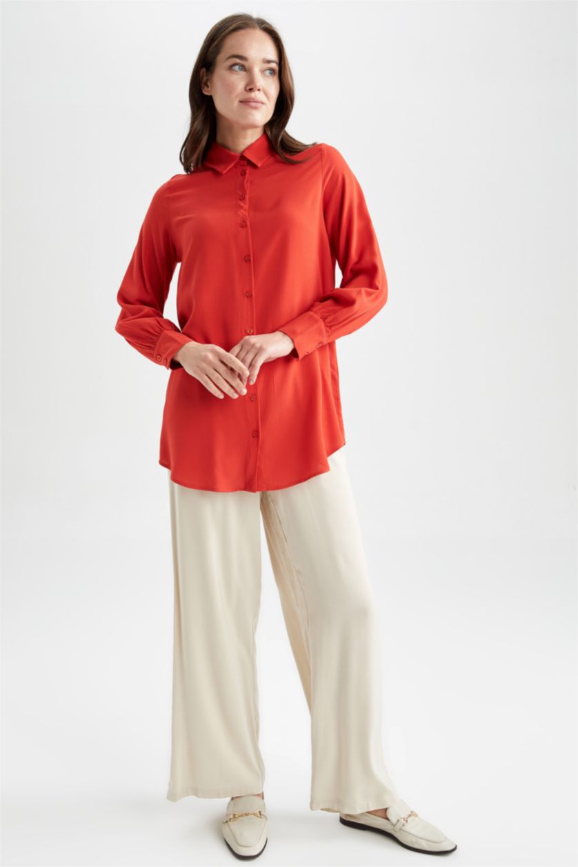 WOMAN Red Regular Fit Long Sleeve Tunic