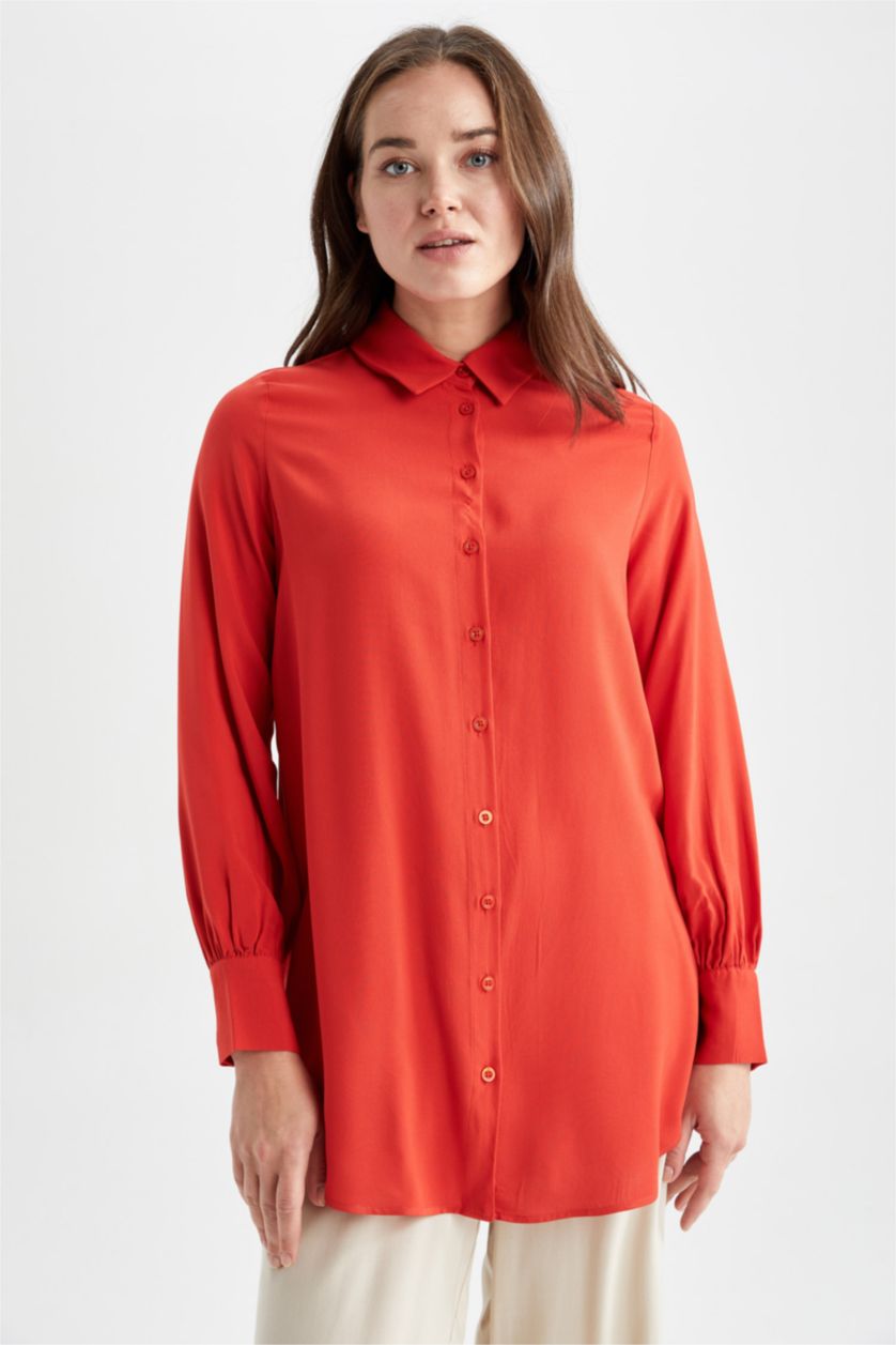 WOMAN Red Regular Fit Long Sleeve Tunic