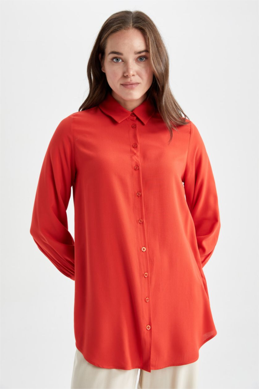 WOMAN Red Regular Fit Long Sleeve Tunic