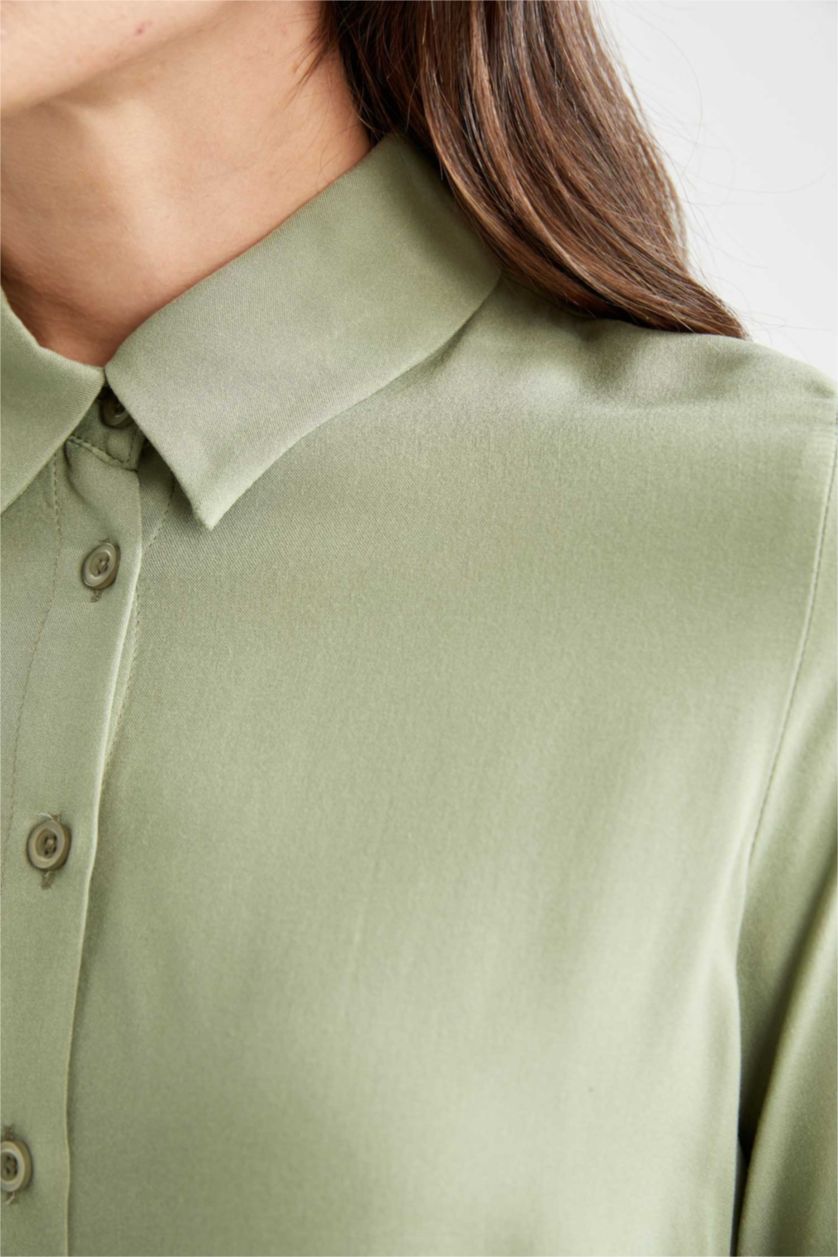 حريمي نعناع تونيك قصة عادية كم طويل برقبة قميص