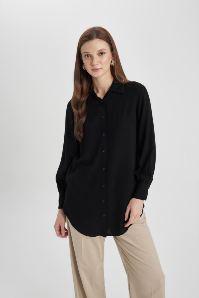 WOMAN Black Regular Fit Long Sleeve Tunic