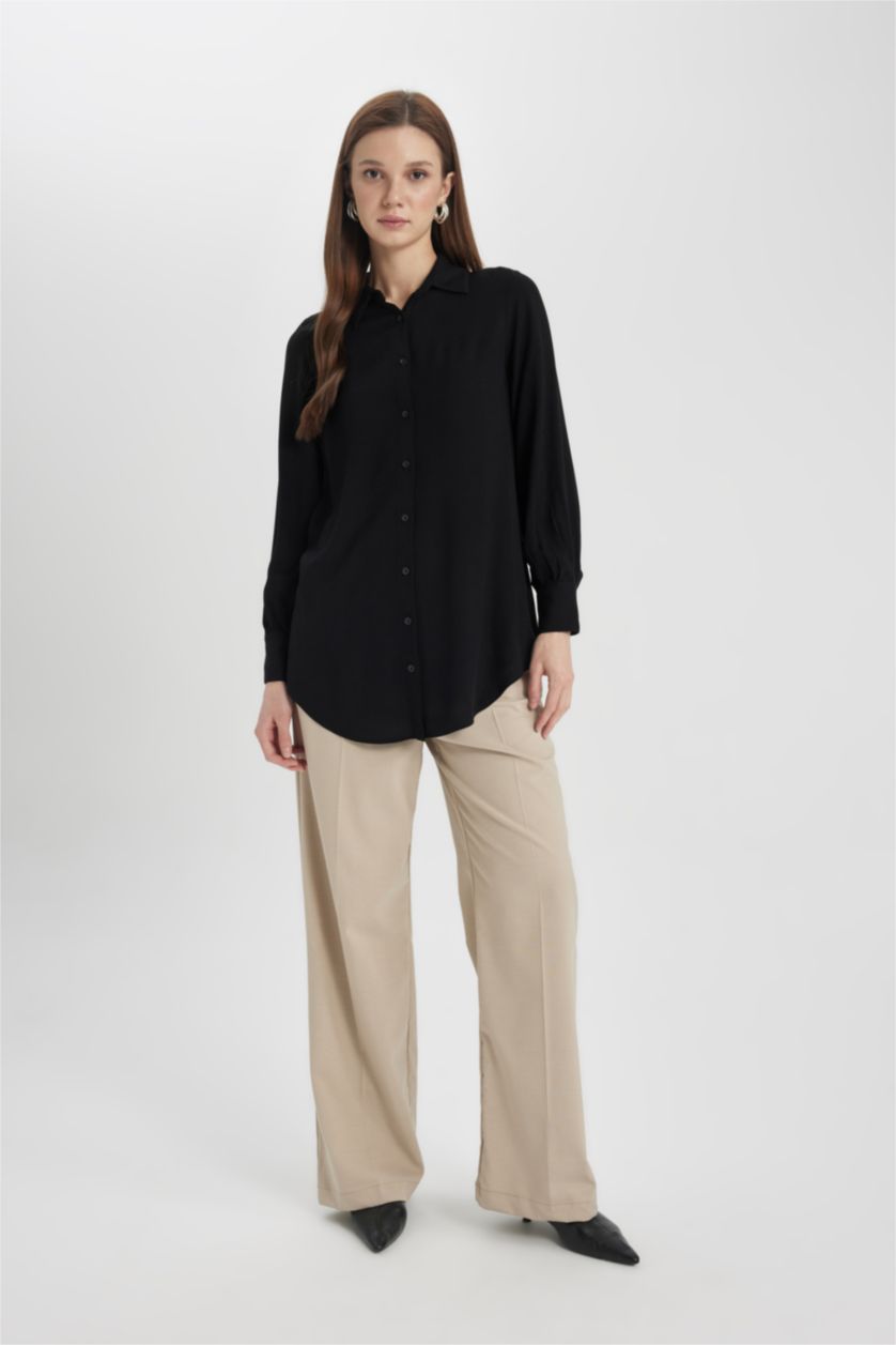 WOMAN Black Regular Fit Long Sleeve Tunic