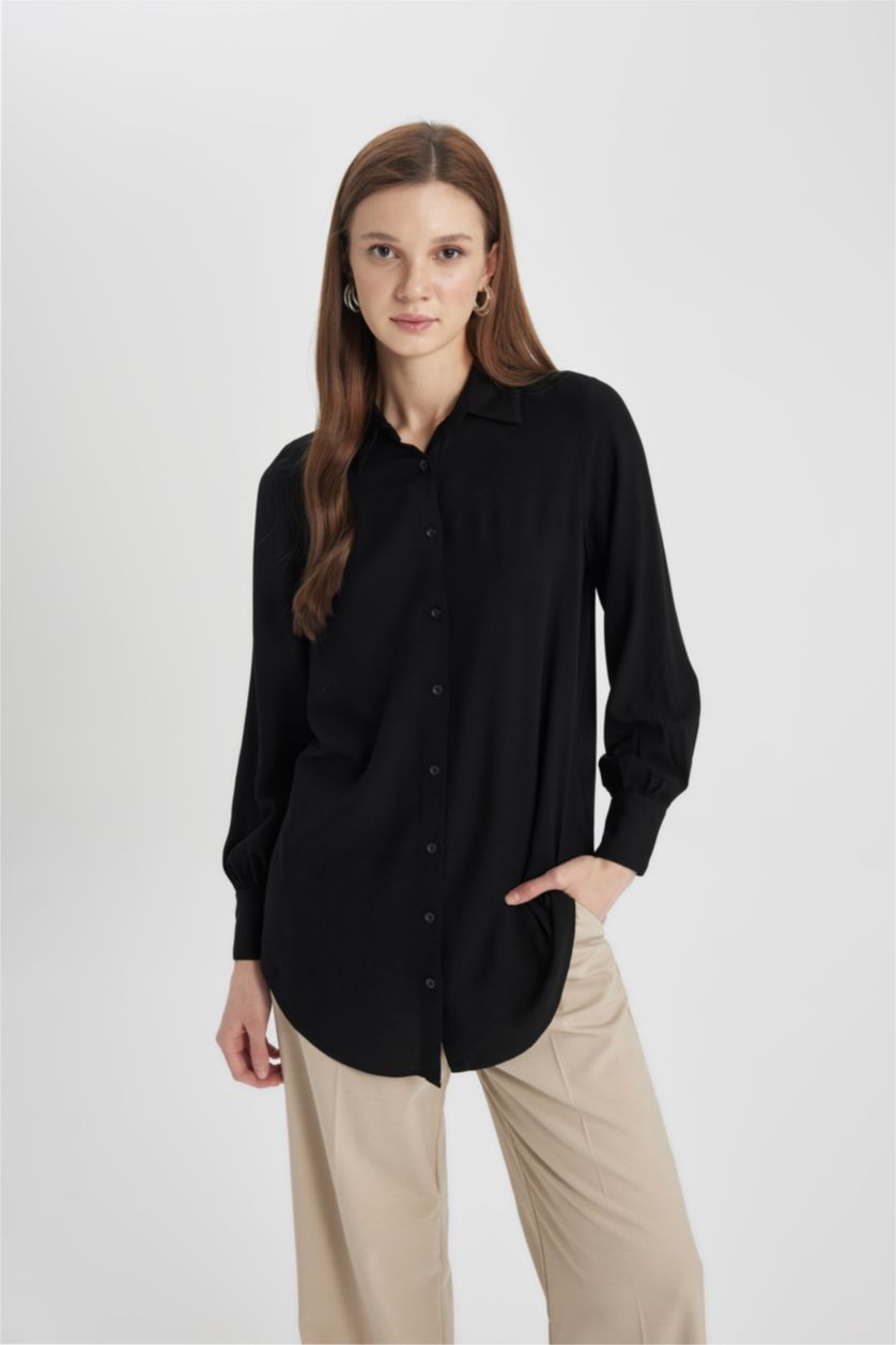 WOMAN Black Regular Fit Long Sleeve Tunic