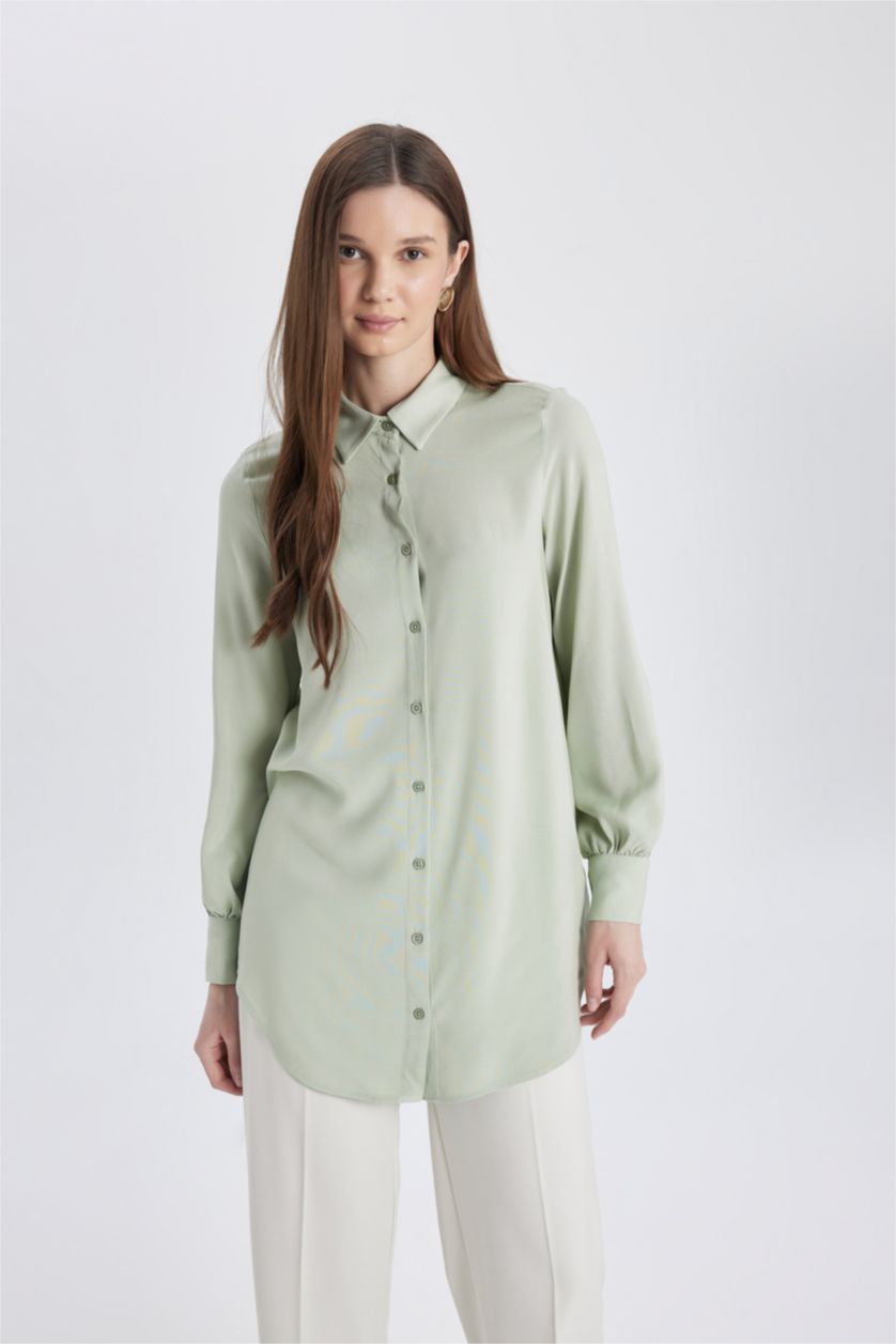 WOMAN Mint Regular Fit Basic Long Sleeve Shirt Tunic