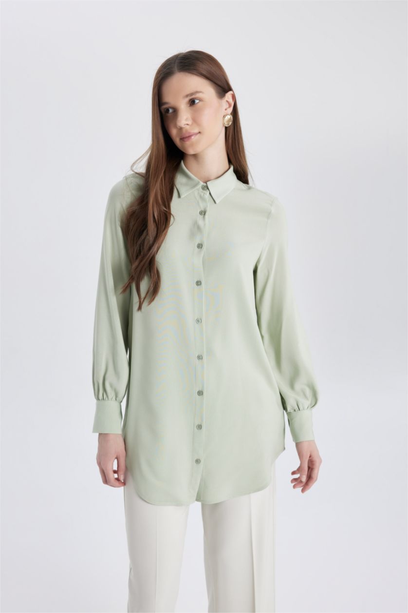 WOMAN Mint Regular Fit Basic Long Sleeve Shirt Tunic