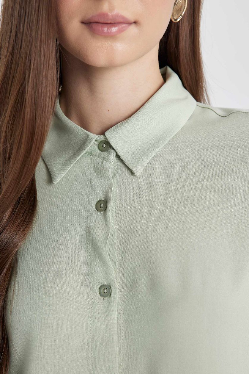 WOMAN Mint Regular Fit Basic Long Sleeve Shirt Tunic