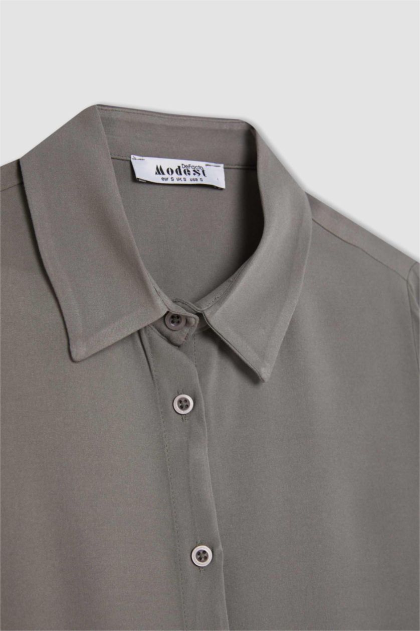 FEMME Gris Tunique Chemise coupe régulière à Manches Longues