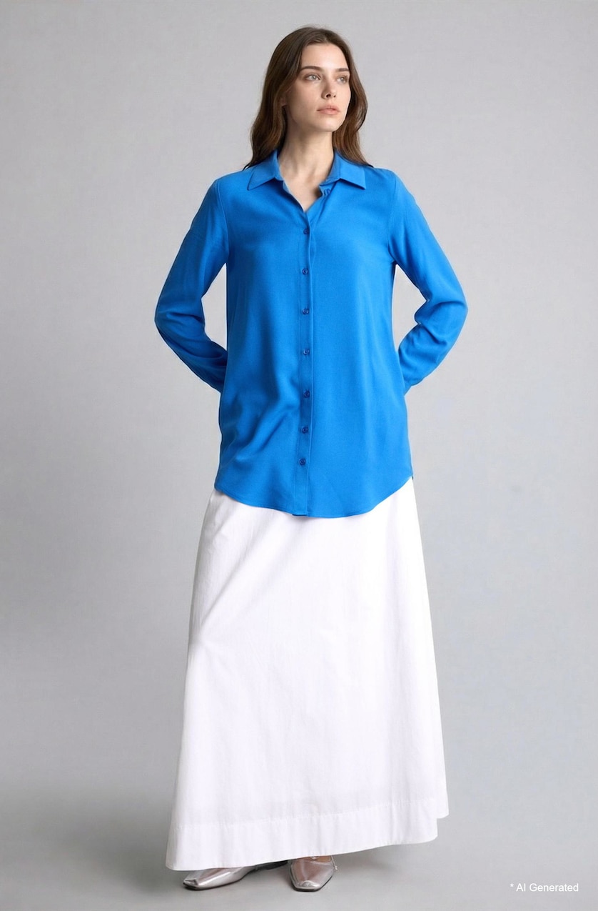 WOMAN Royal Regular Fit Shirt Collar Long Sleeve Tunic