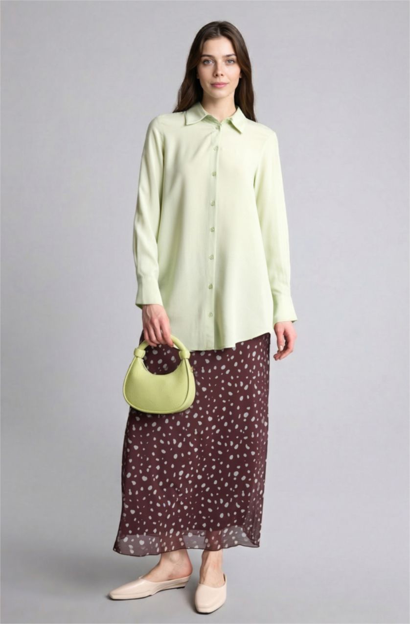 Kadın Mint Regular Fit Uzun kollu Gömlek