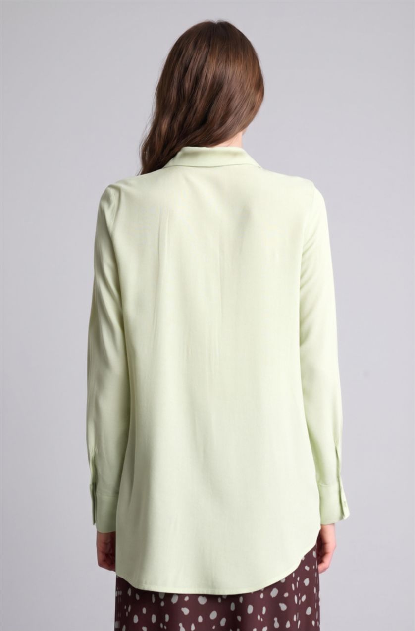 Kadın Mint Regular Fit Uzun kollu Gömlek