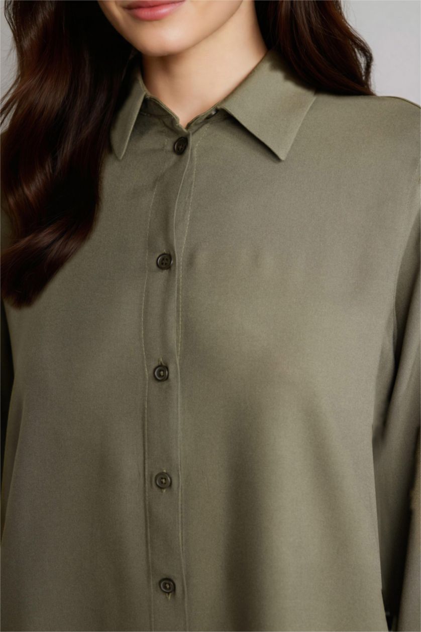WOMAN Khaki Regular Fit Long Sleeve Tunic