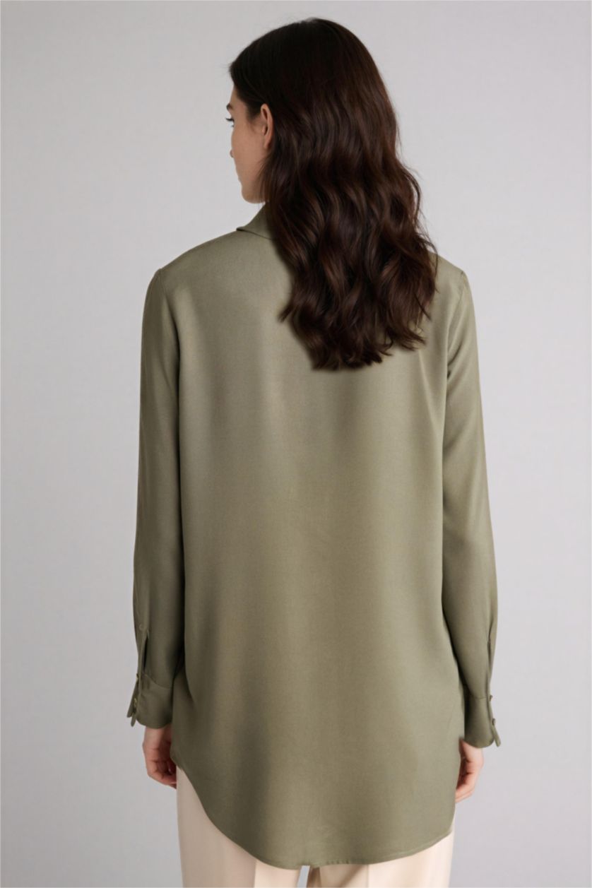 WOMAN Khaki Regular Fit Long Sleeve Tunic