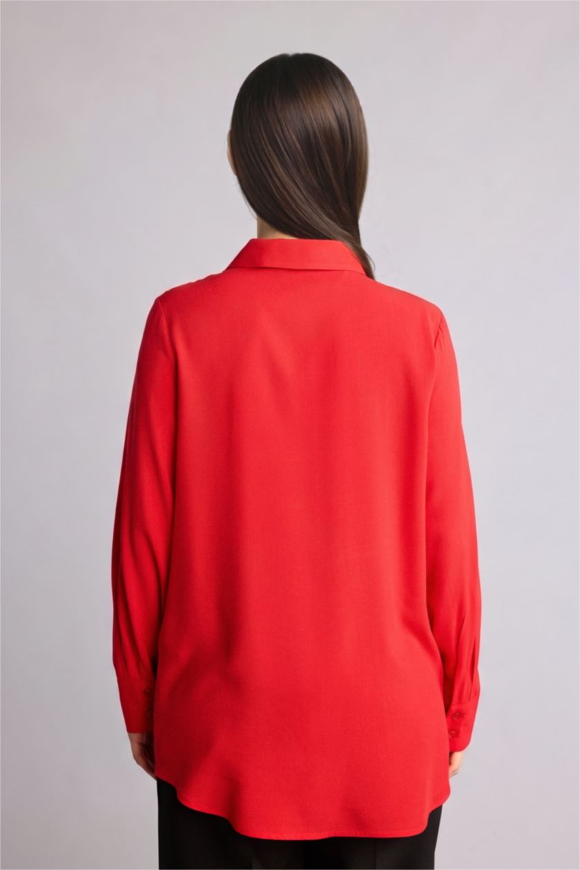 Woman Red Regular Fit Long Sleeve Tunic
