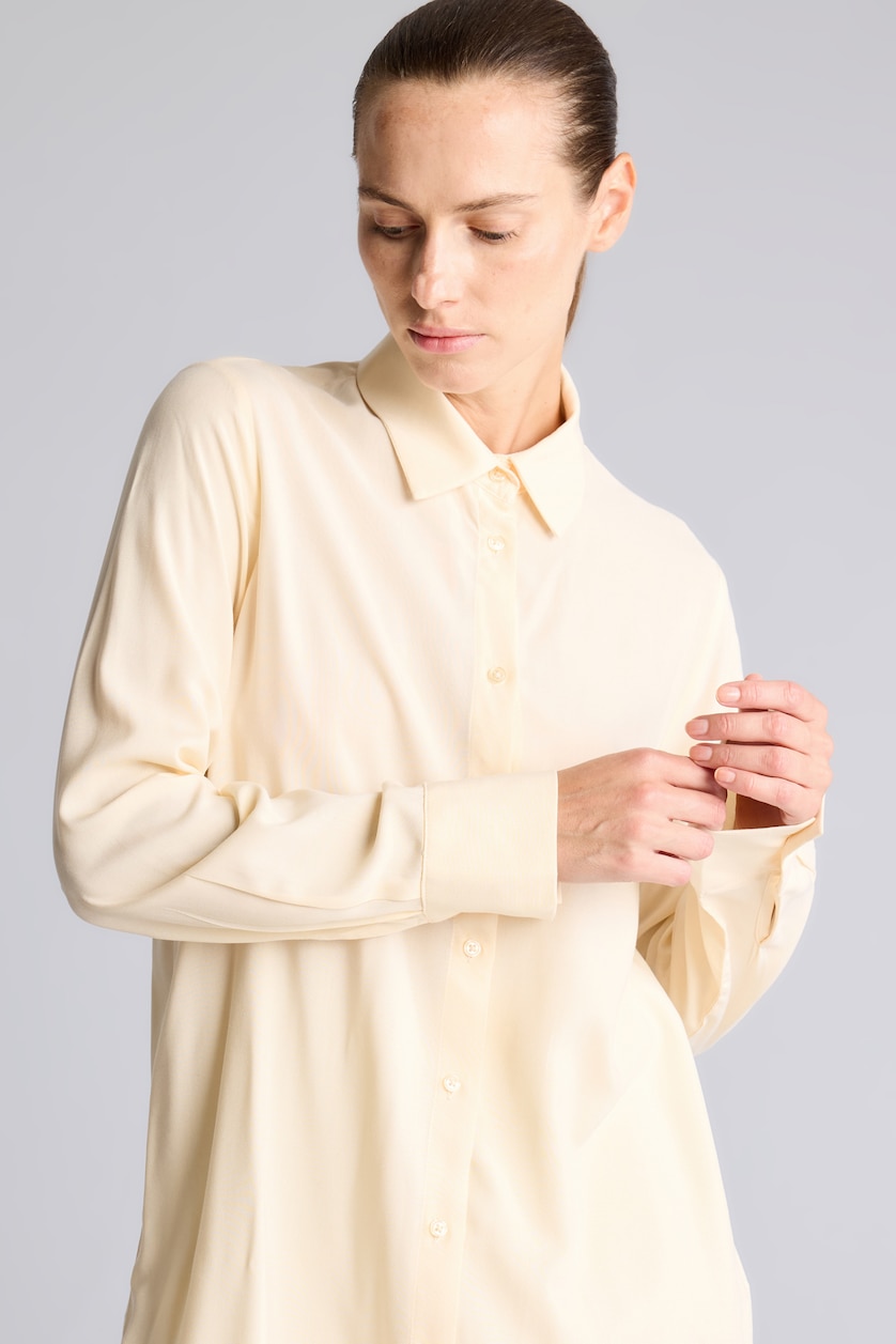 WOMAN Light Yellow Woman Regular Fit Basic Long Sleeve Shirt