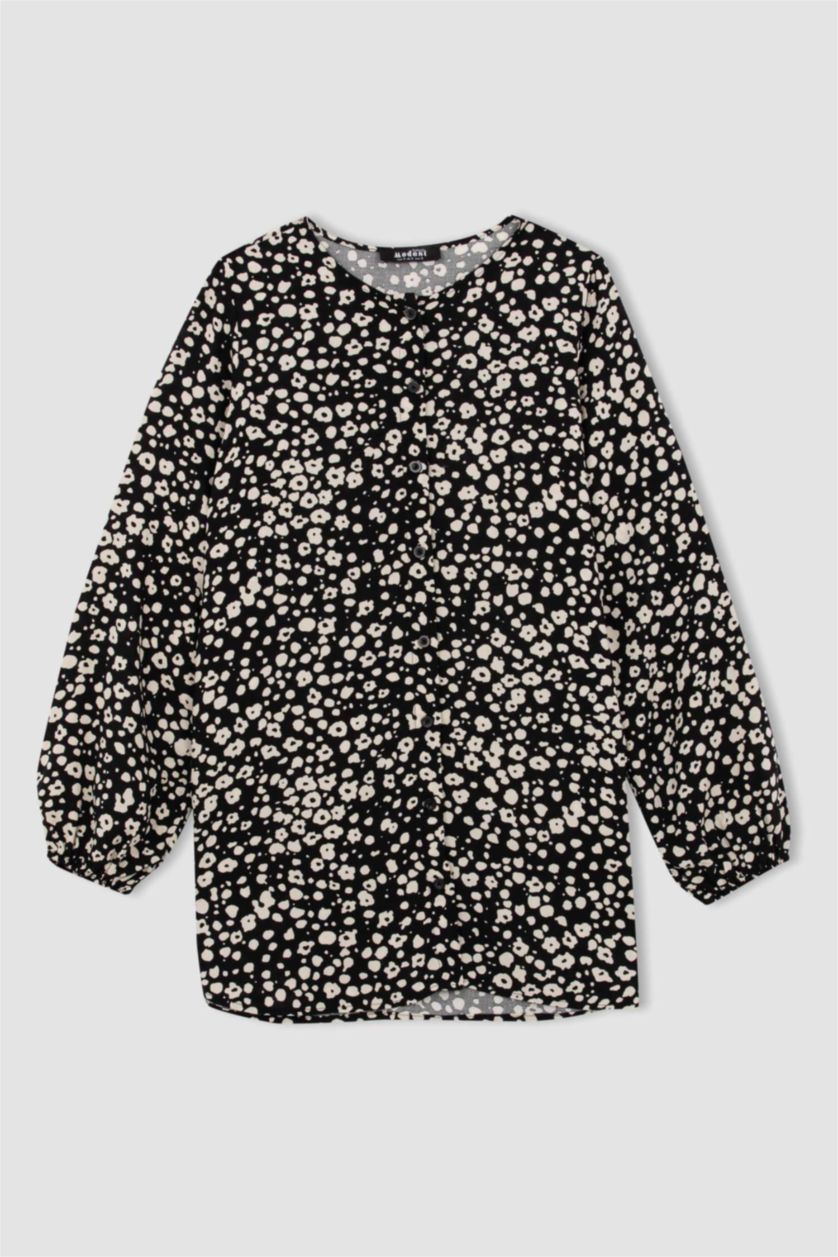 حريمي أسود تونيك منقط قصة عادية